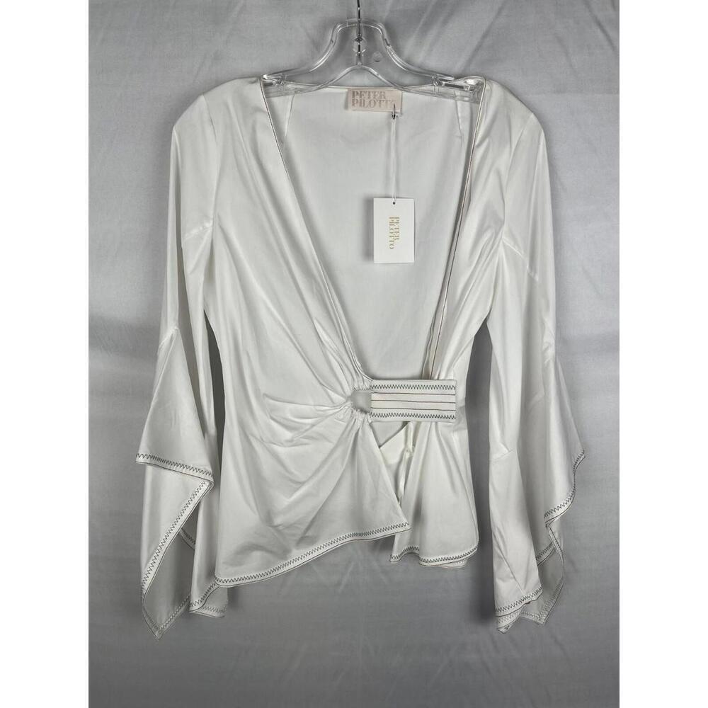 Peter Pilotto Cotton Wrap Top Blouse White Size 8 US